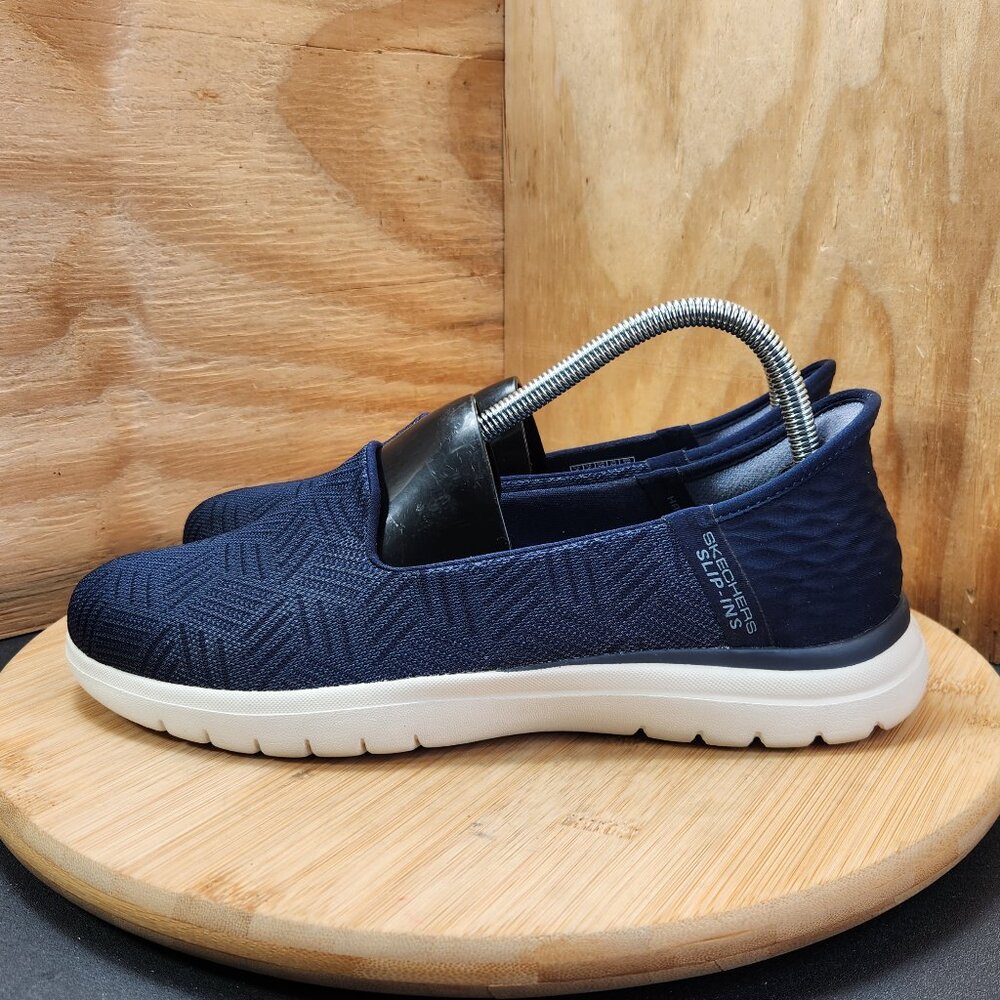 Skechers On The Go Slip Ins Flex Clover Womens Hands Free Blue Sneaker Flats - Picture 4 of 9